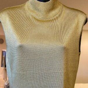 Jones New York Gold Metallic Sleeveless Mock Turtleneck  Size ~ Medium ~